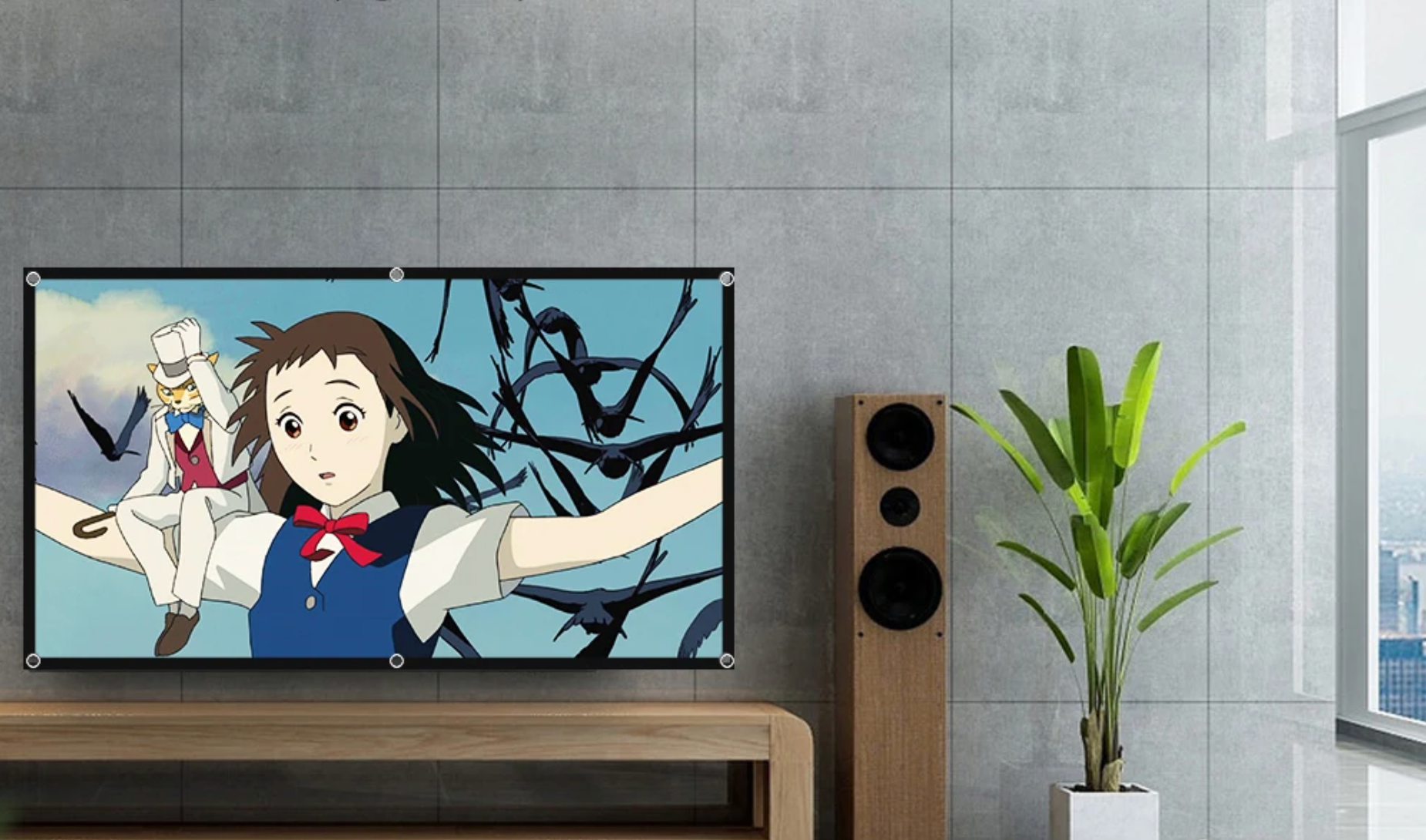 Tela de Projeção MIXITO - Portátil, Cinza com Borda Preta, Vários tamanhos Tela de Projeção MIXITO - Portátil, Cinza com Borda Preta, Vários tamanhos